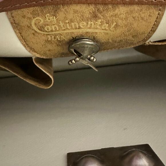 Vintage Mid-Century Continental Brown Leather Toggle Clasp Hand Bag Briefcase - Picture 7 of 12